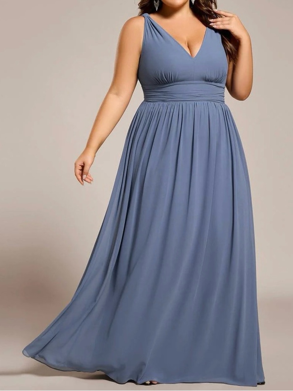 Ever Pretty Formal Dress Chiffon Plus Size Sleeveless Dusty Blue Size 20 NWT